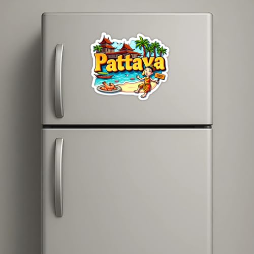 Image of Naxon Pattaya Country Theme Souvenir Wooden Refrigerator Stylish Fridge Magnet - Fridge Decoration Magnet for Kitchen & Home Decor | Perfect Souvenir Gift | Size 3x3 Inches | Pack of 1