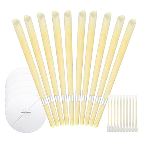 Laroal Ear Candles,10 Pcs Natural Beeswax Ear Candles,Cylinders Fragrance Hollow Candles,Ear Wax Remover Candle Kit for Blocked Ears,Ear Wax Remover Kit,Light Yellow