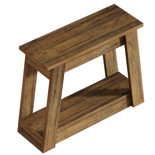 Tribesigns Wood End Table, Small Side Table with 2 Storage Shelves, Rustic Accent Narrow Nightstand for Living Room, Bedroom (1, Rustic Brown) by Tribesigns - Used condition - Image 9