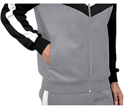 Sun Lorence Sportswear For Men 2 Pieces With Zipper Jackets Outdoor Sports Tracksuits Set Grey Xx-Large #TOP4