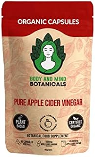 Organic Pure Apple Cider Vinegar Capsules x 90 - 500mg per Capsule - Vegan High Strength Fine Powder - No Bulking Agents