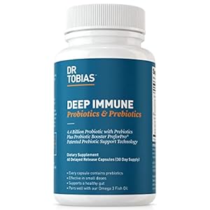 Dr. Tobias Deep Immune Probiotics & Prebiotics, 4.4 Billion CFU Probiotics for Women & Men, Supports Digestive Health…