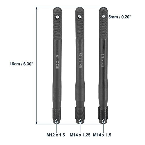 Image of X AUTOHAUX 3pcs Black Carbon Steel M12x1.5 M14x1.5 M14x1.25 Wheel Hangers Alignment Pin Tire Studs Tool for Car