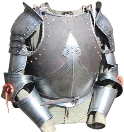 Medieval Steel Cuirass Chest Armor with Pauldrons & Arm Guards Handmade Knight Torso Armor for LARP, Cosplay & Reenactment