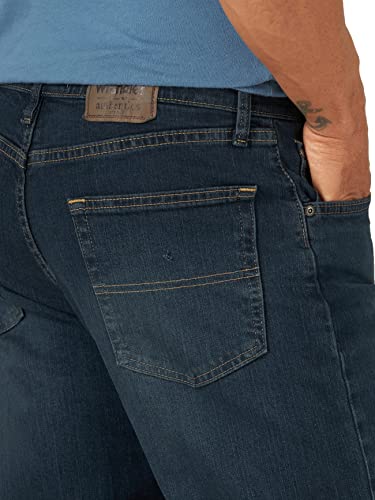 Wrangler Authentics Men's Classic 5-Pocket Relaxed Fit Jean, Military Blue Flex, 40W x 32L