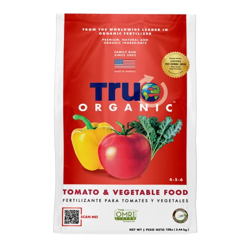 True Organic Tomato & Vegetable Food – Organic Fertilizer for Superior Harvests with 6% Calcium – 12lb Bag Covers 210 sq. ft.