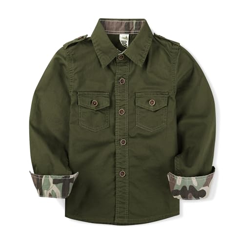 Boys Mens Button Down Shirt Long Sleeve Uniform Scout Shirts Casual Tops with Two Pockets