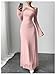 GORGLITTER Women's Mesh Sheer Bell Long Sleeve Maxi Dress Prom Wedding Guest Dress Slip Party Cocktail Slimming Dresses Pink X-Small
