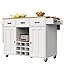 Kücheninsel Mit Klappbarer Platte & Rollen – 140x73x94 Cm, Schiebetüren, Schubladen, Beige