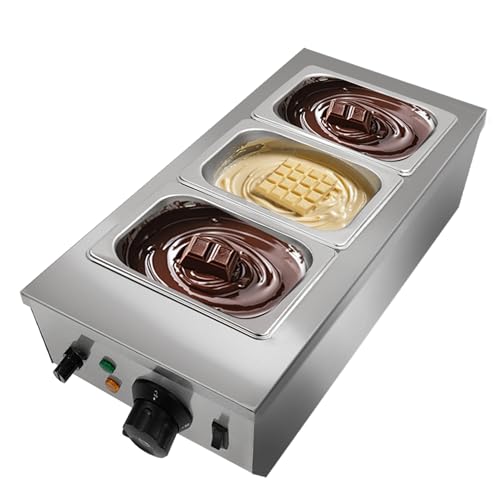 Chocolate Tempering Machine 3 Tanks 1.8QT Each, 800W Stainless Steel Electric Chocolate Melter with Temp Control 86‑185℉, Commercial Chocolate Melting Pot for Butter Cream Milk Candy Desserts