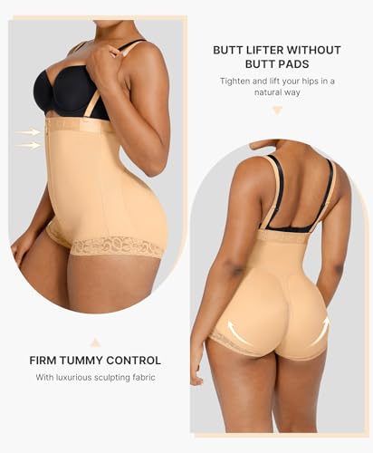Image of SHAPELLX Fajas Colombianas Shapewear for Women Tummy Control Postpartum Body Shaper Butt Lifting Open Bust Bodysuit