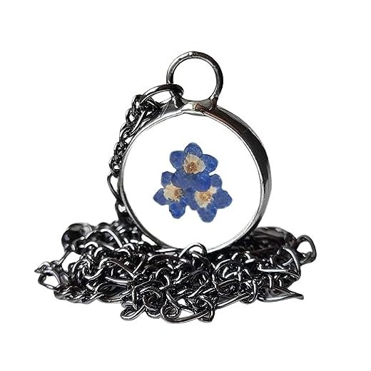 Forget Me Not Trio Pendant Necklace for Women, Real Dry Pressed Flowers Pendant, Handmade Cottagecore Keepsake Jewelry, Mother's Day Gift for Her, Artisan Hand Crafted by Bayou Glass Arts (24gm)