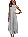 Women Summer Boho Sleeveless Stripe Long Maxi Beach Dress (M, Grey)