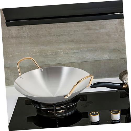 Wok pequeño de acero inoxidable con doble asa miniatura 4