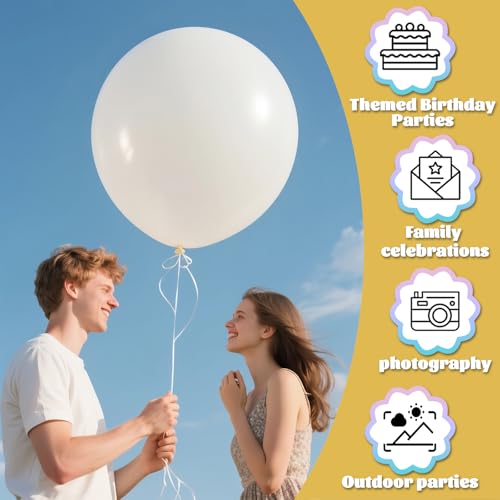 Image of White Big Balloons 32pcs, 18 Inch Large Latex Giant Heavy Duty Balloons for Birthday Wedding Baby Shower Decorations