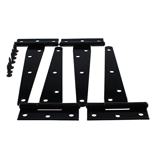 TAODAN 4PCS Rustproof T-Strap Heavy Duty Shed Door Hinges Gate Strap Hinges Barn Door Hinges Shed Door Strap Hinges for Wooden Fences,Yard,Barn Door, Black by TAODAN - Used condition - US$7.22