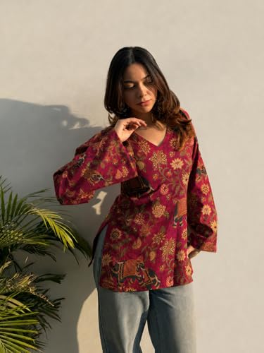 Image of ANNI Designer Cotton Short Kurti for Women | Stylish Kurti | Short Kurti Top | Casual Kurta for Women | Comfortable Cotton Kurtis for Womens