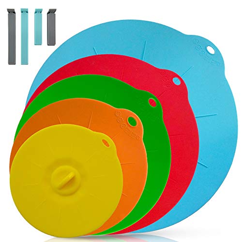 Silicone Lids Covers - Microwave Food Cover for Bowls,Cups,Pots,Pans Food Safe BPA Free