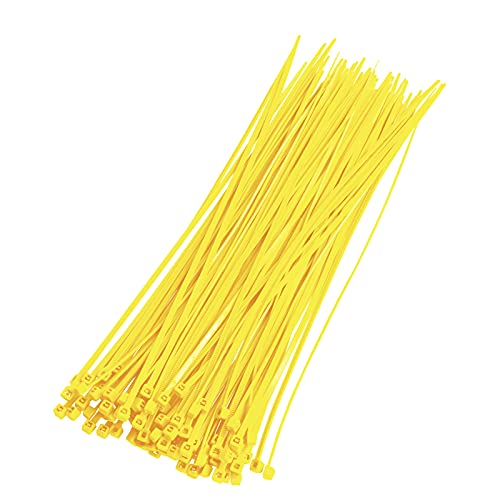 OSXCAUES 100 Fascette di Plastica 200 mm x 2,5 mm Fascette di Nylon Giallo Resistenti ai Raggi UV Fascette per Cavi