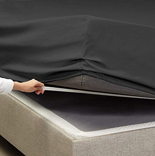 Image of YRM Bedding's Black 600-TC Oraganic Cotton 4 Pcs King Size Bedsheet Fitted 72x78, Flat 102X108 and Pillow Cover 18X28 Feet for 4 inch and 8 inch Inch Mattress