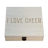 I LOVE CHEER, Engraved Keepsake Box, Declaration of Cheerleading Passion, Ideal Gift for Cheerleaders, Customizable Wooden Box for Memorabilia, Hand-Crafted.