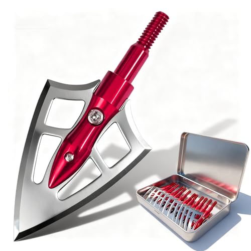 e5e10 12Pcs Stainless Steel 100 Grain Broadheads 2 Blades Hunting Tips for Crossbow Compound Bow