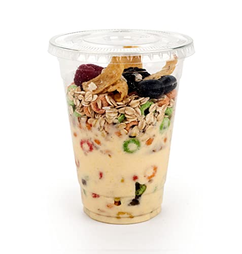 Image of Golden Apple Cup series, 16oz-50sets Clear Plastic cups with Flat lids no hole, BPA Free