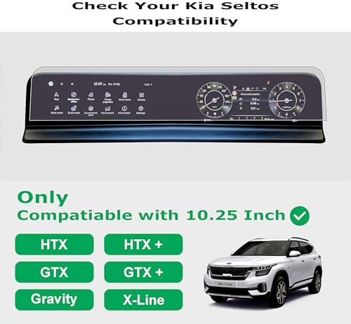 Image of OHAYO 9H Hard Screen Protector for New Kia Seltos 2023 Facelift (HTX, HTX+, GTX+) - Dual Full Touch Infotainment Display & AC Panel Guard | Military Strength, Scratch Resistant, HD Clear | Not Tempered Glass