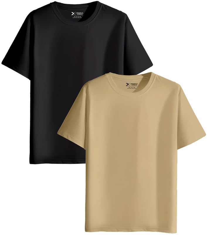 Image of XENOVAURBAN Unisex Regular Cotton Combo of 2 Solid Color Tshirt