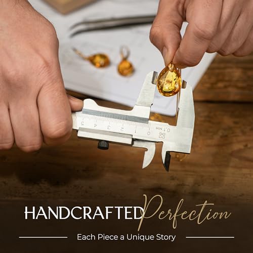 Baltic Amber Pendant for Women, Sparkling Amber Drop, Gold Plated Sterling Silver Necklace, Cognac Color Jewelry for Ladies, 18 inch gold plated chain4