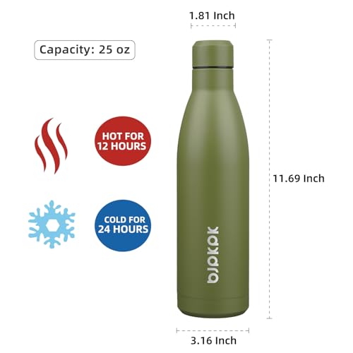 Image of BJPKPK 25 oz Insulated Stainless Steel Water Bottle, Metal Sports Flask