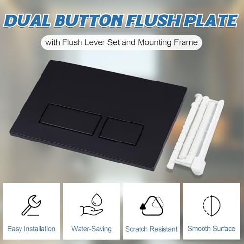 Drückerplatte Betätigungsplatte für 2-Mengen-Spülung Kompatibel mit Geberit Sigma10 Sigma20 Sigma21 Sigma30 Sigma50 Sigma60 UP320 UP300 Doppelbetätigungsplatte WC Spülkasten Ersatzteile, Matt Schwarz