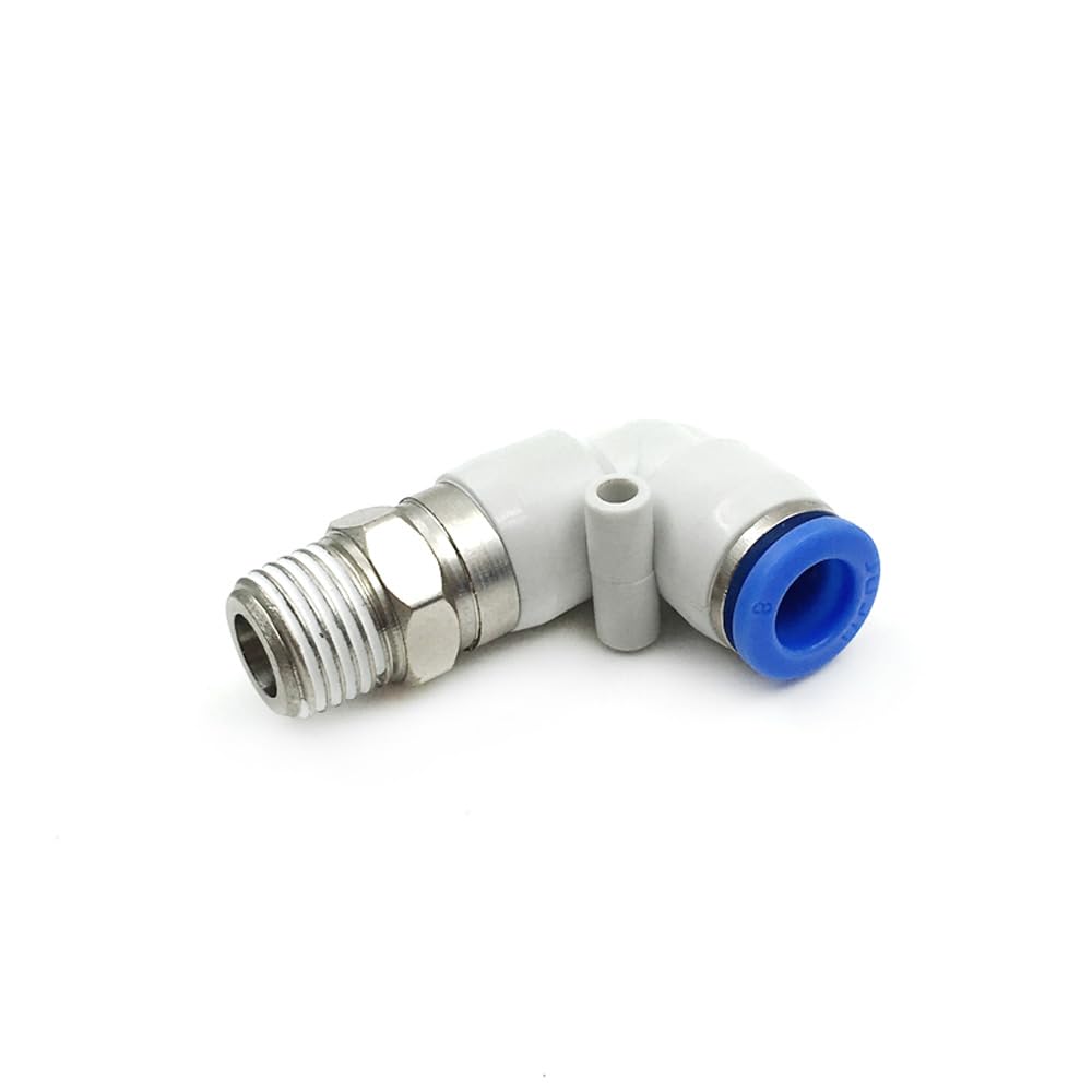 Pneumatic Rotary Fitting Elbow Angle Push In Connector M5 1/8" 1/4" 3/8" 1/2" Male Fit 6/8/10/12mm OD Tube Pneumatic(Fit 6mm OD Tube,3/8")