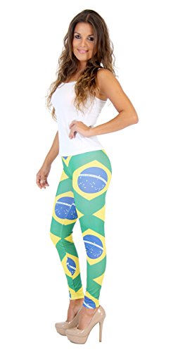 Brazil Flag Pattern Leggings2