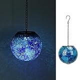 VCUTEKA Solar Lanterns Outdoor Waterproof - Hanging Solar Lights Garden LED Lanterns Mosaic Glass Design for Landscape Patio Yard Garden Pathway Decoration