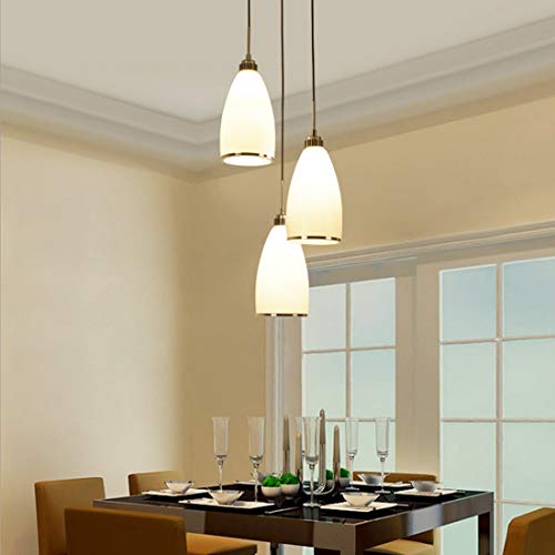 Lustre E27 LED moderne suspension luminaire salle à manger blanc rétro verre lampe suspendue rond Élégant îlot de cuisine bar bureau étude salon plafonnier minimaliste loft réglable en hauteur, rond Cover