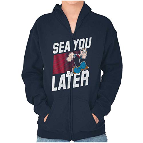 Popeye Sea You Later Funny Youth Zip Hoodie Boys Girls Navy