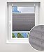 Produktbild Laneetal Plissee ohne Bohren Klemmfix, Jalousie Faltrollo Crushed Optik, Grau 90 x 130 cm, mit Spannschue für Fenster und Tür, Easyfix klemmträger und verspannt, Sonnen-, Sicht- & Schallschutz