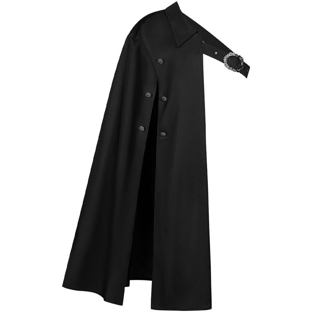 Cape steampunk demi-épaule avec boucle métallique argentée ajustable