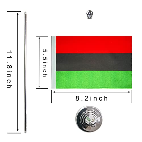 WXTWK Pacote com 2 bandeiras de mesa afro-americanas pequenas bandeiras de mesa pan-africanas com ba