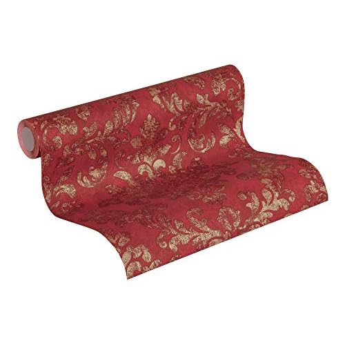 A.S. Création Vliestapete Neue Bude 2.0 Edition 2 Tapete Used Glam mit Ornamenten barock 10,05 m x 0,53 m rot metallic Made in Germany 374131 37413-1
