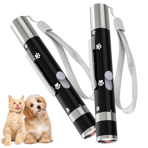 OUMSIS UMSIS Cat Toy, 2 Pieces, Distinctive Black Painted Metal Casing with Paw Print Design, Rechargeable, 7 Adjustable Patterns, Interactive Chase Toy for Indoor Cats & Dogs Training and Exercise