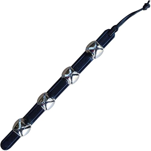 Miniatura 9 de RRD - Campanas colgantes de trineo para puerta 4 campanas colgantes de latón en correa de cuero negro Cascabel multiusos para puerta de trineo de