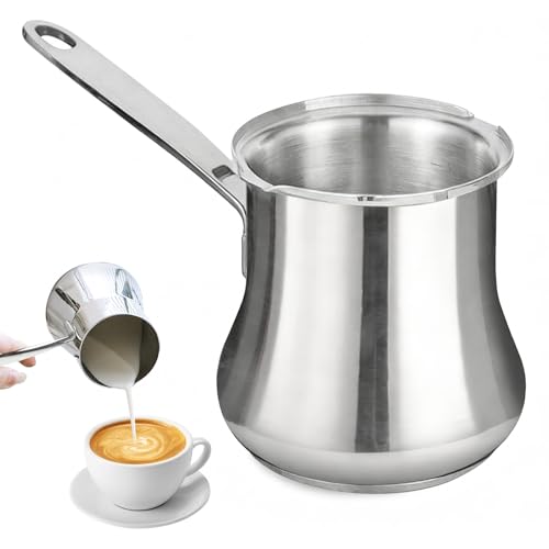 Cafetera turca, cafetera de 500 ml, cafetera turca, cafetera griega de acero inoxidable para preparar café y espuma de leche