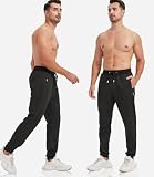 lomsoe 3 Pack Sweatpants for Men Tapered Mens Joggers Pants with Zip Pockets Fleece Slim Fit Workout Running Gym Sweat Pants(Black,Dark Gray,Light Gray,L)