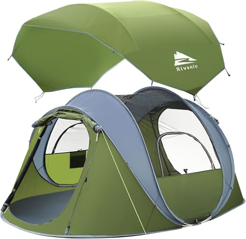 4 Person Easy Pop Up Tent,Camping Tent with Skylight and Rainfly,Waterproof,Quick Setup-Instant Tents for Camping Outdoor