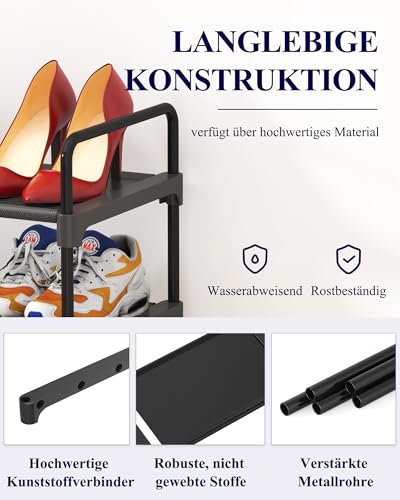 Kitsure Schuhregal für Schrank, stabile Schuhablage für den Eingangsbereich, platzsparendes kleines Schuhschrank Schmal und Schuhschrank, 70.0 cm Wide - 3 Tier, schwarz