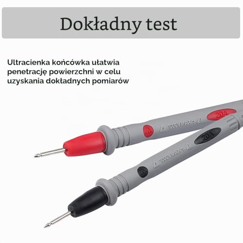 Przewody pomiarowe, 2 pary sond pomiarowych, kable do multimetru 1000 V / 20 A, 107 cm, kolor czarny i czerwony