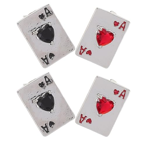 Holibanna Pendientes 2 Pares Forma de de Póker en Cobre, Diseño Elegante y Exclusivo Cómodos y Brillantes para Mujer para Fiestas y Citas