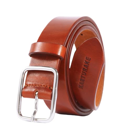 Premium Full-grain Leather Belt for Men’s, 5mm Thick, Casual, Durable, Steel Buckle, Brown3